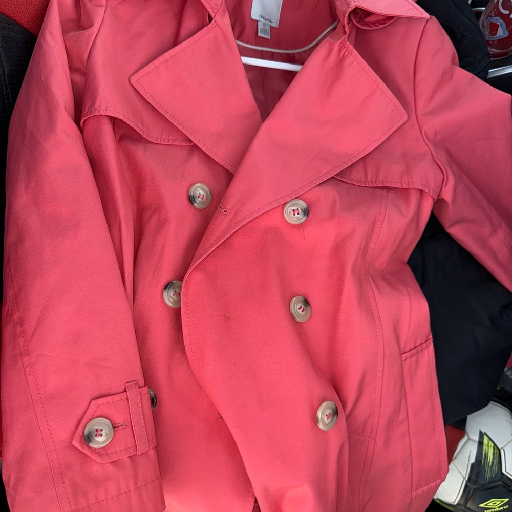 Halogen Coral Double-Breasted Trench Coat - Picture 7 of 9